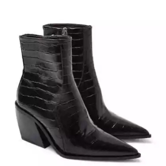 Topshop patent genuine leather pointed toe heel booties 39/8.5 - Picture 1 of 8